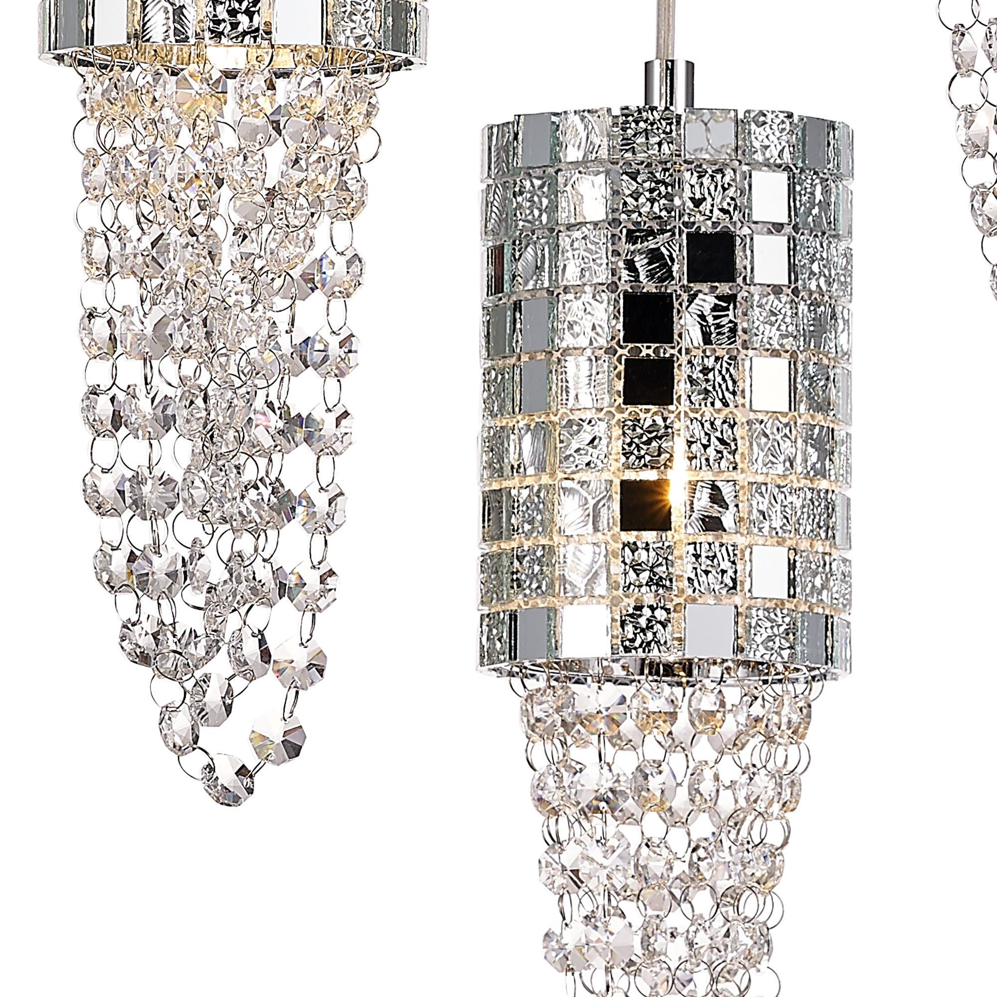 Camden Polished Chrome Crystal Ceiling Lights Diyas Multiple Crystal Pendants